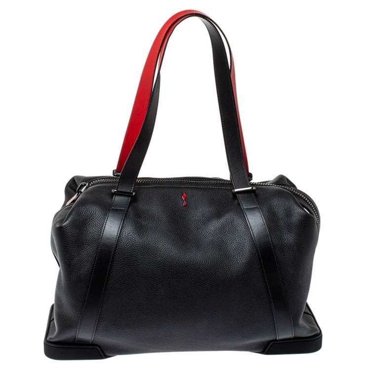 Pre Owned Christian Louboutin Black/Red Nubuck and Leather Bagdamon Duffle Bag