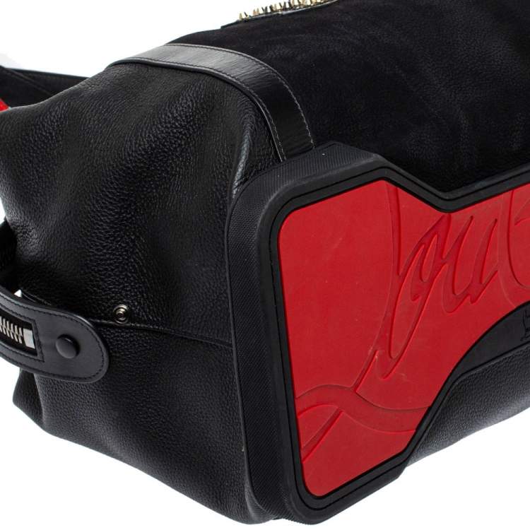 Pre Owned Christian Louboutin Black/Red Nubuck and Leather Bagdamon Duffle Bag