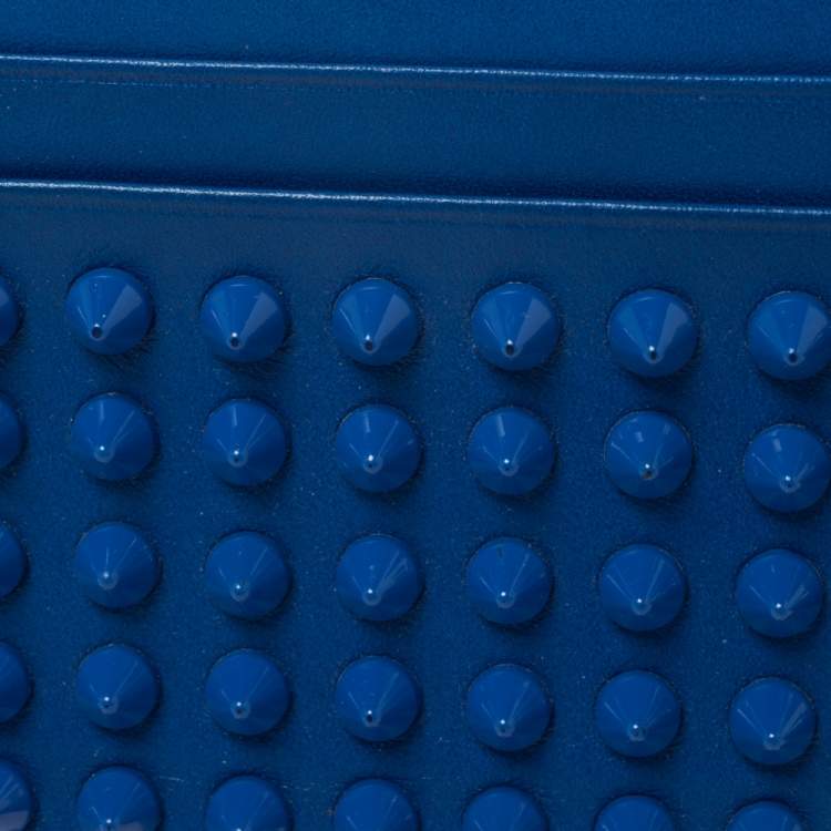 Pre Owned Christian Louboutin Blue Leather Studded Kios Card Holder