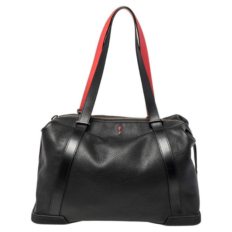 Pre Owned Christian Louboutin Black Nubuck and Leather Bagdamon Duffle Bag