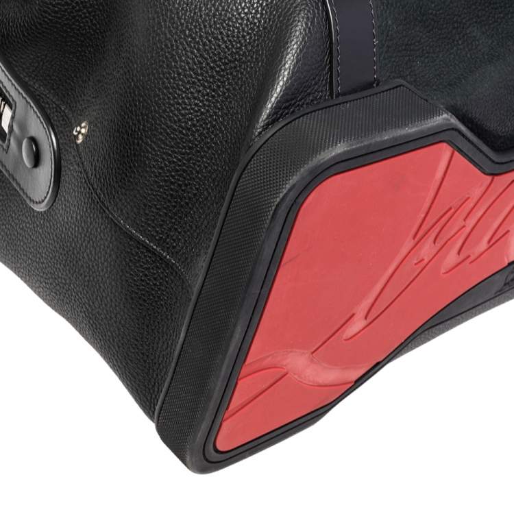 Pre Owned Christian Louboutin Black Nubuck and Leather Bagdamon Duffle Bag