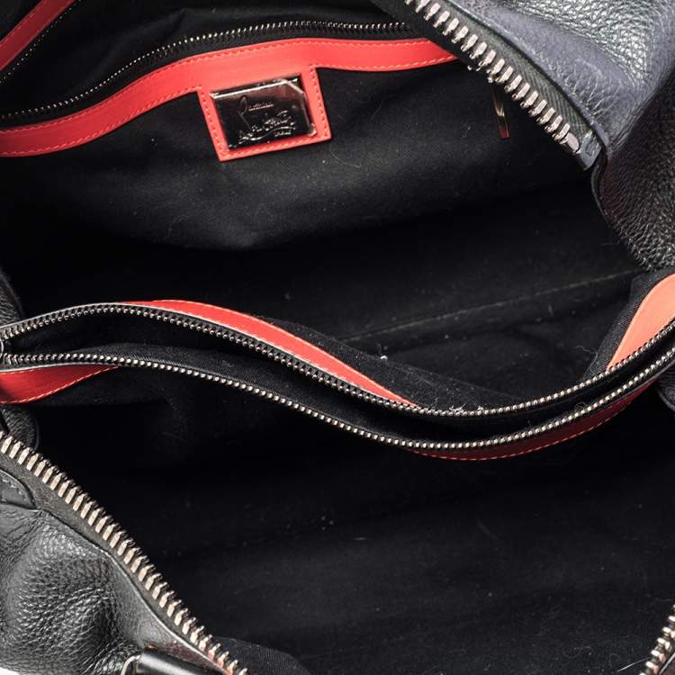 Pre Owned Christian Louboutin Black Nubuck and Leather Bagdamon Duffle Bag