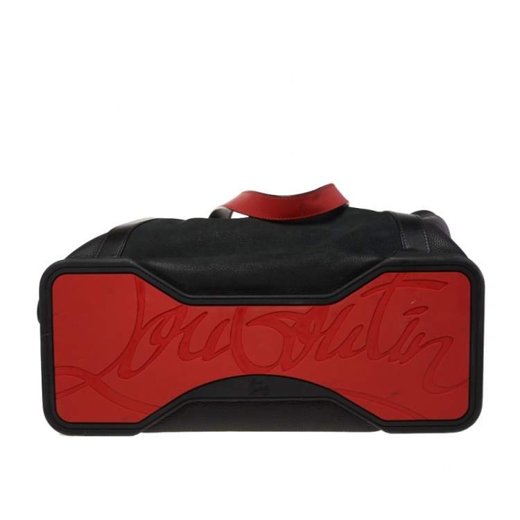 Pre Owned Christian Louboutin Black Nubuck and Leather Bagdamon Duffle Bag