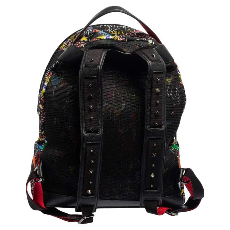 Pre Owned Christian Louboutin Multicolor Backloubi Graffiti Nylon & Leather Backpack