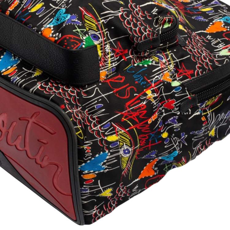 Pre Owned Christian Louboutin Multicolor Backloubi Graffiti Nylon & Leather Backpack
