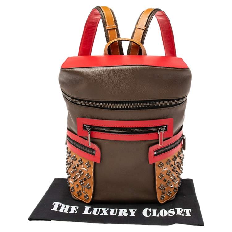 Pre Owned Christian Louboutin Multicolor Leather Spiked Apoloubi Backpack