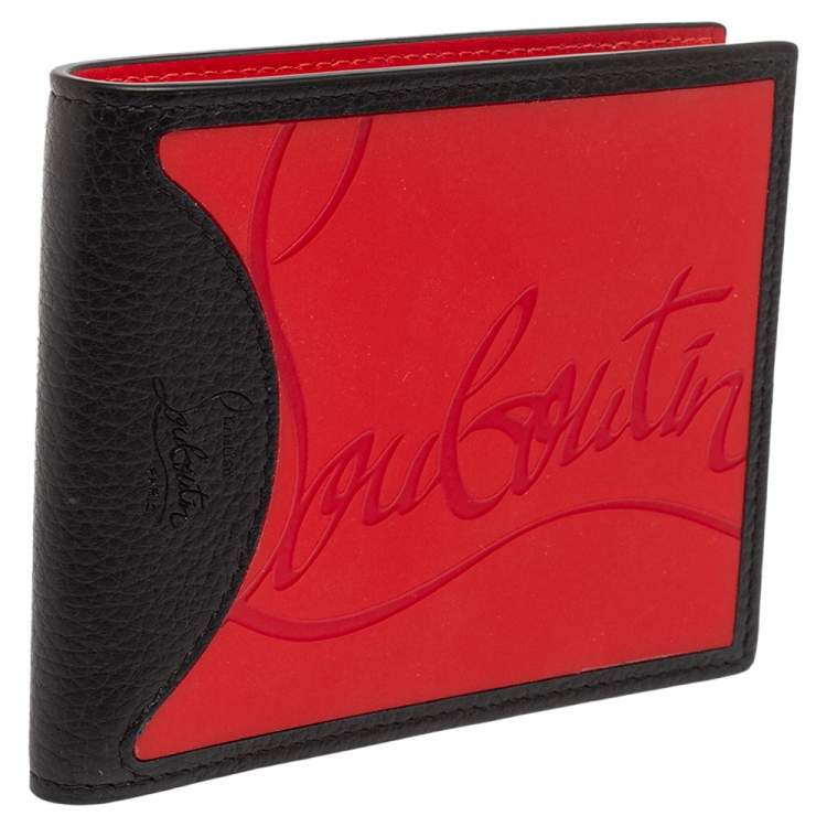 Pre Owned Christian Louboutin Black/Red Leather and Rubber Coolcard Sneakers Wallet