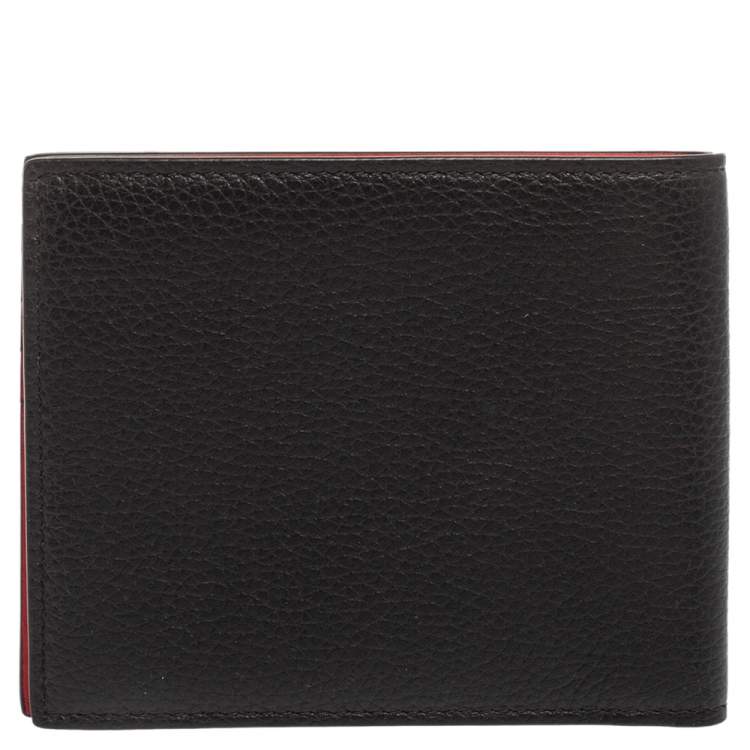 Pre Owned Christian Louboutin Black/Red Leather and Rubber Coolcard Sneakers Wallet
