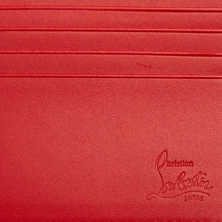 Pre Owned Christian Louboutin Black/Red Leather and Rubber Coolcard Sneakers Wallet