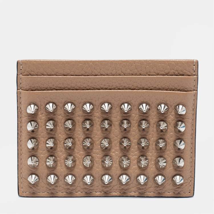 Pre Owned Christian Louboutin Beige Leather Spiked Card Holder