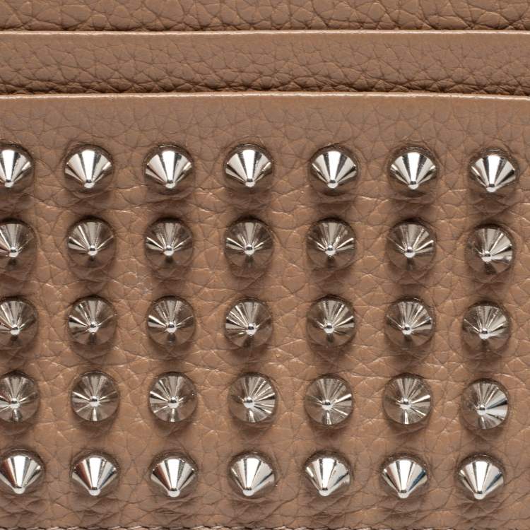 Pre Owned Christian Louboutin Beige Leather Spiked Card Holder