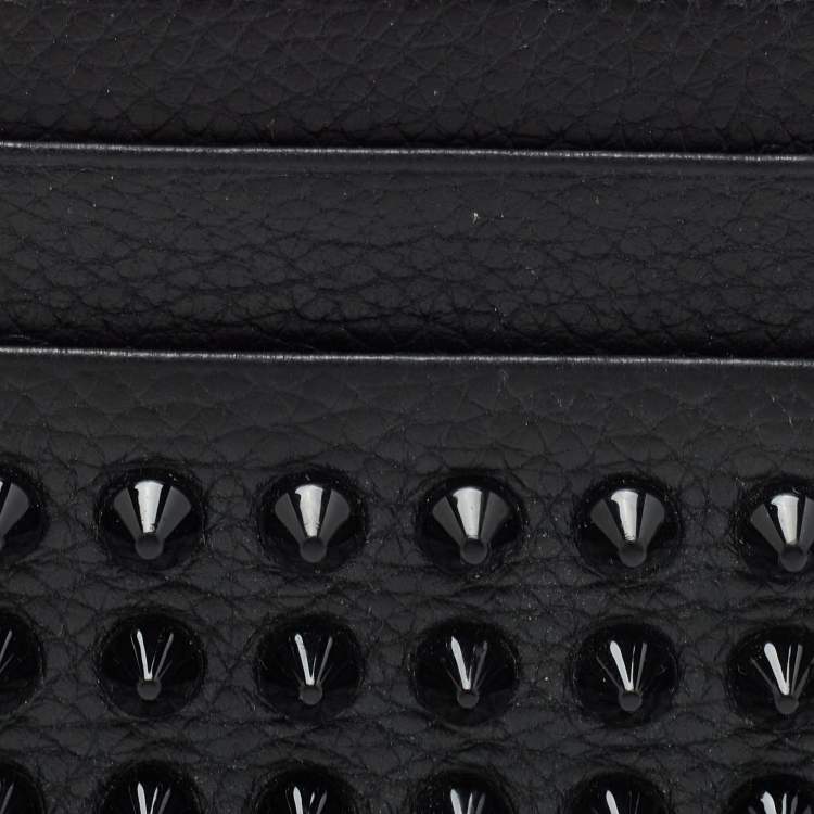 Pre Owned Christian Louboutin Black Leather Studded Kios Card Holder