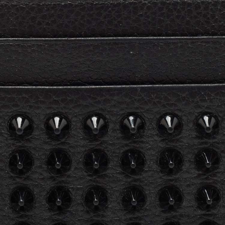 Pre Owned Christian Louboutin Black Leather Studded Kios Card Holder
