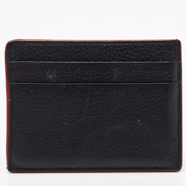 Pre Owned Christian Louboutin Black Leather Studded Kios Card Holder