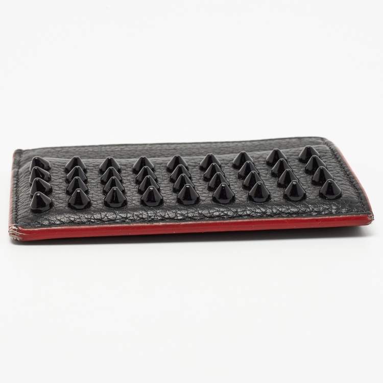 Pre Owned Christian Louboutin Black Leather Studded Kios Card Holder