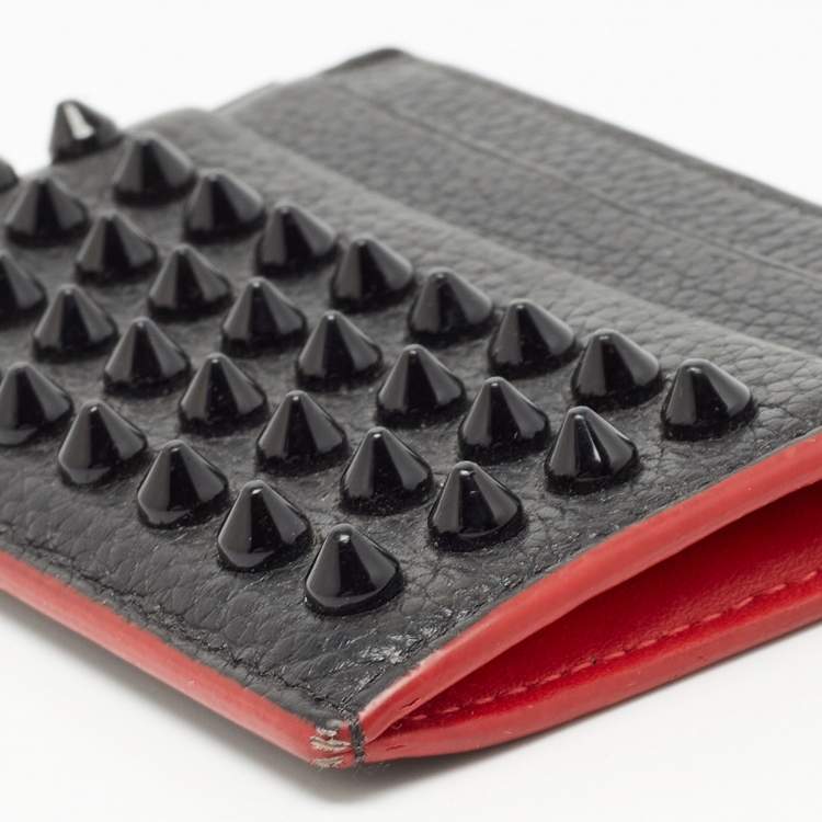 Pre Owned Christian Louboutin Black Leather Studded Kios Card Holder