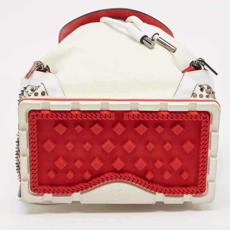 Pre Owned Christian Louboutin White/Red Leather Explorafunk Backpack