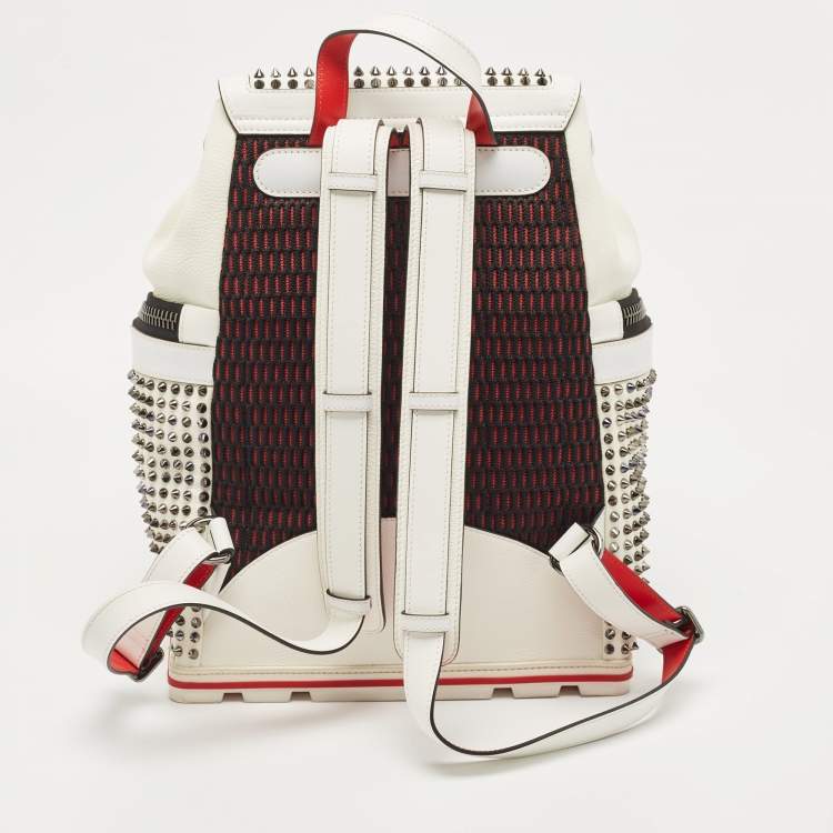 Pre Owned Christian Louboutin White/Red Leather Explorafunk Backpack