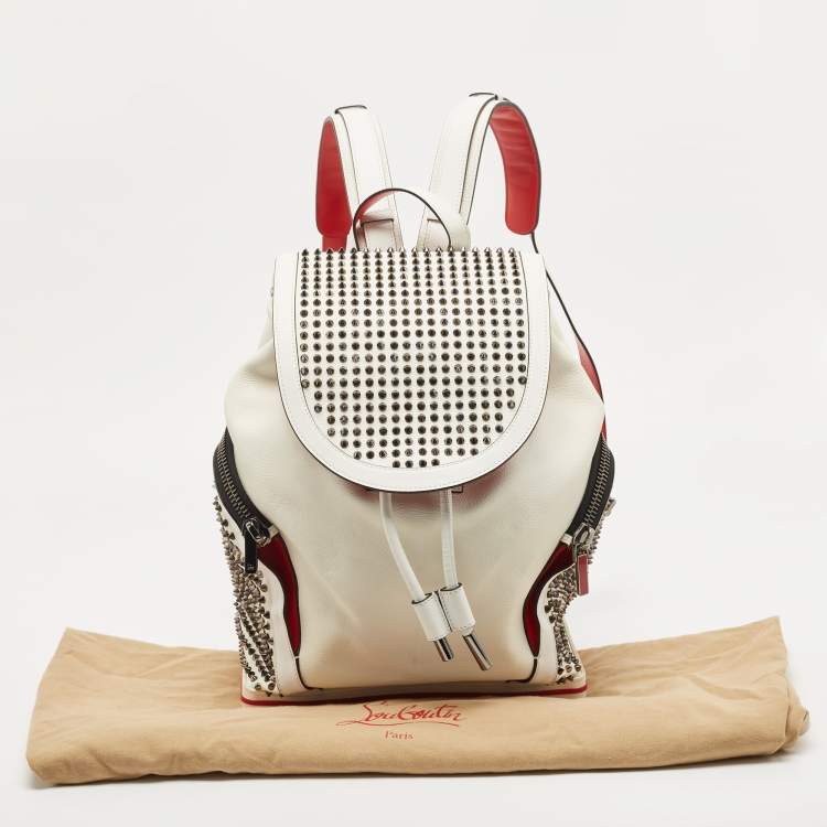 Pre Owned Christian Louboutin White/Red Leather Explorafunk Backpack