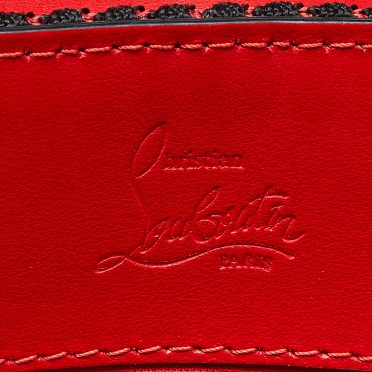 Pre Owned Christian Louboutin Black/Red Croc Embossed Leather and Rubber Explorafunk Backpack