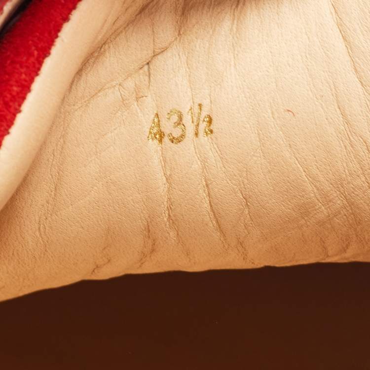 Pre Owned Christian Louboutin Red Suede Louis Junior Spikes Sneakers Size 43.5