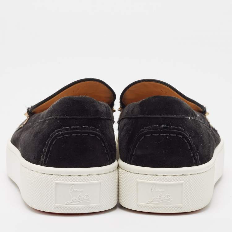 Pre Owned Christian Louboutin Black Suede Amiralou Loafer Sneakers Size 42