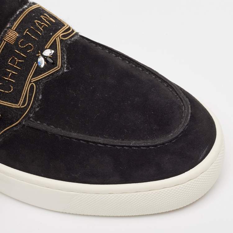 Pre Owned Christian Louboutin Black Suede Amiralou Loafer Sneakers Size 42