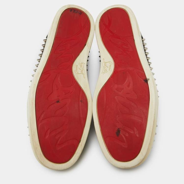 Pre Owned Christian Louboutin Black Leather Louis Spikes Sneakers Size 41