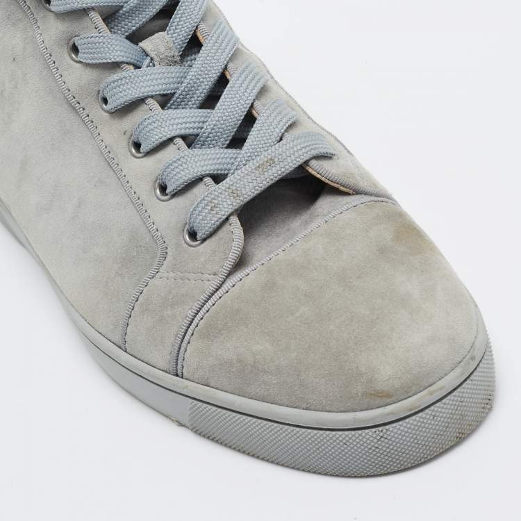 Pre Owned Christian Louboutin Blue Suede Louis High Top Sneakers Size 42