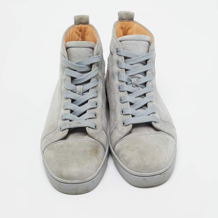 Pre Owned Christian Louboutin Blue Suede Louis High Top Sneakers Size 42