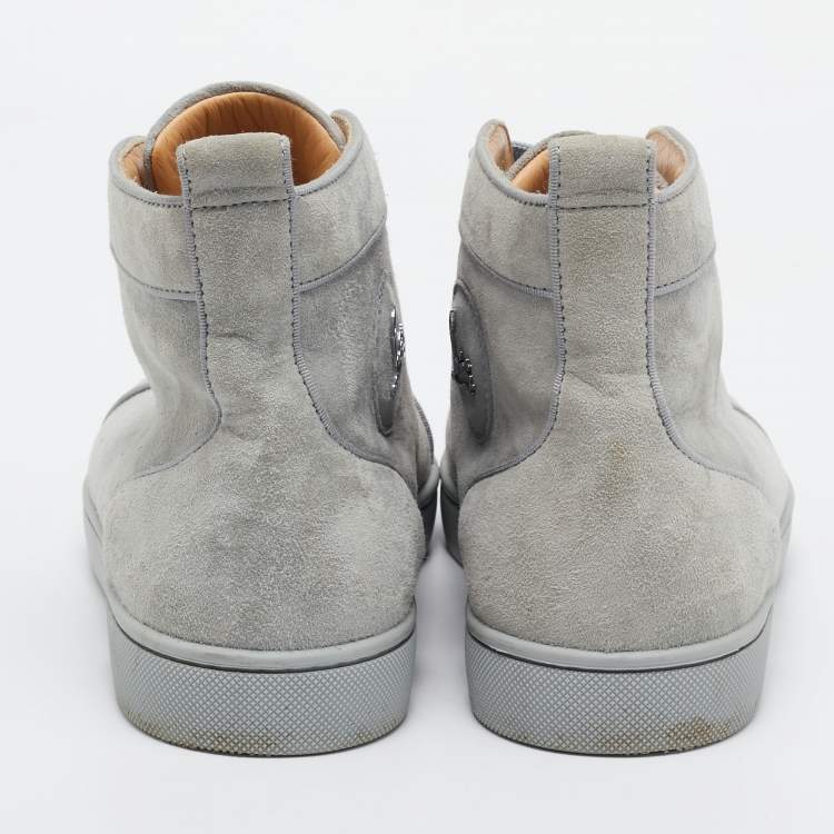 Pre Owned Christian Louboutin Blue Suede Louis High Top Sneakers Size 42