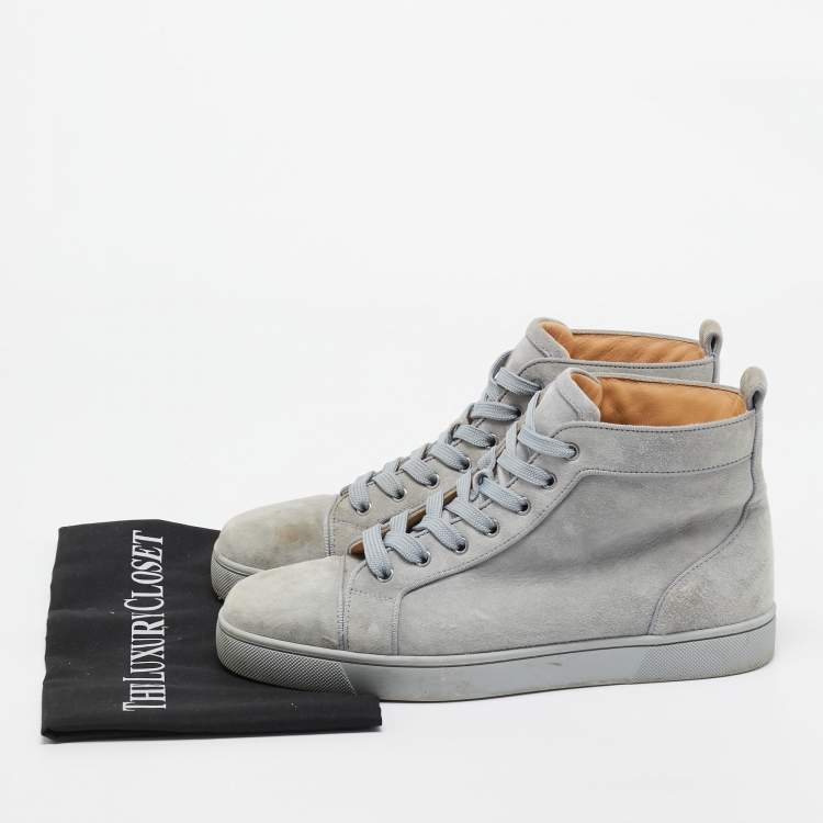 Pre Owned Christian Louboutin Blue Suede Louis High Top Sneakers Size 42