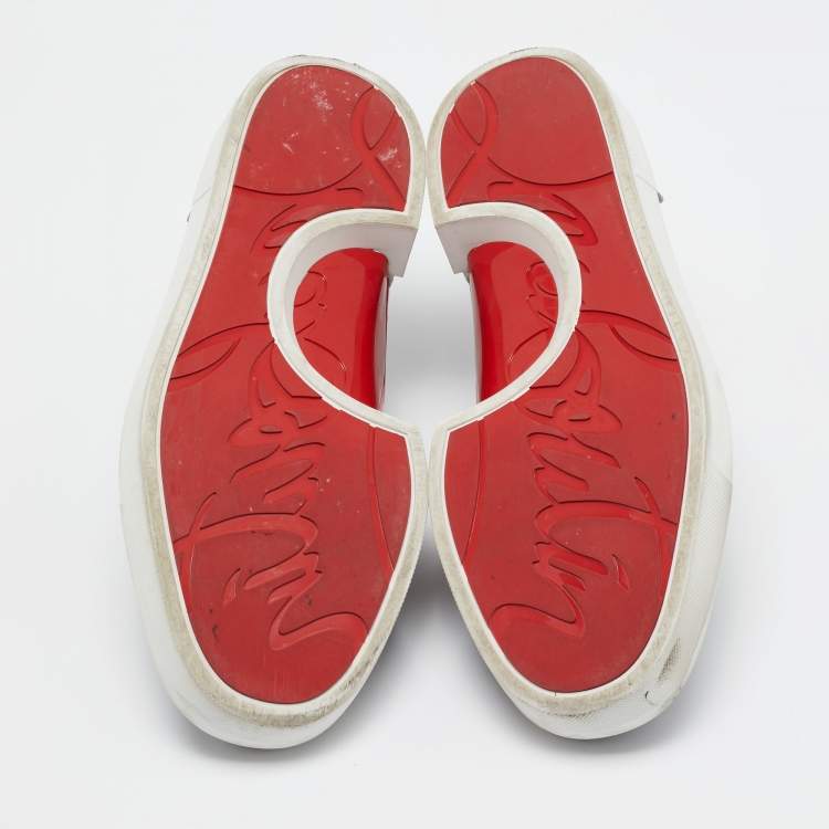 Pre Owned Christian Louboutin Black Leather and Canvas  Adolon Sneakers Size 45