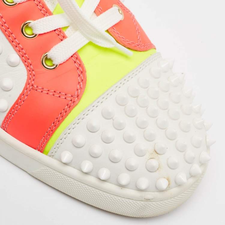 مملوكة مسبقًا Christian Louboutin Multicolor Leather Louis Spikes High Top Sneakers Size 40