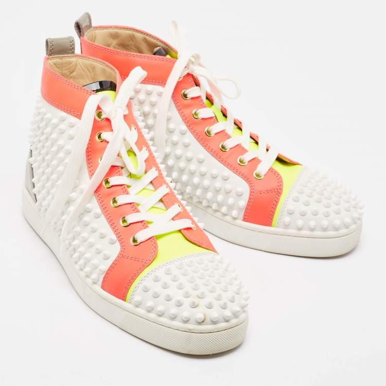 مملوكة مسبقًا Christian Louboutin Multicolor Leather Louis Spikes High Top Sneakers Size 40