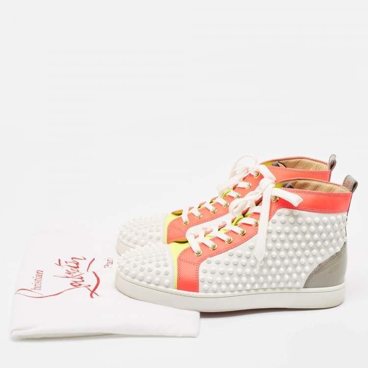 مملوكة مسبقًا Christian Louboutin Multicolor Leather Louis Spikes High Top Sneakers Size 40