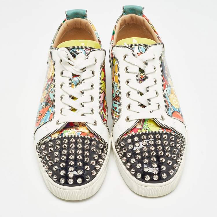 Pre Owned Christian Louboutin Multicolor Suede and Leather Louis Spikes Sneakers Size 42.5 