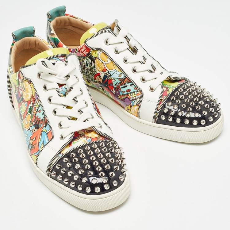Pre Owned Christian Louboutin Multicolor Suede and Leather Louis Spikes Sneakers Size 42.5 