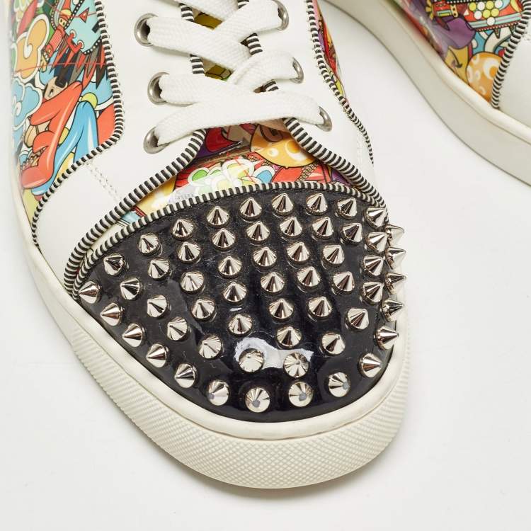 Pre Owned Christian Louboutin Multicolor Suede and Leather Louis Spikes Sneakers Size 42.5 