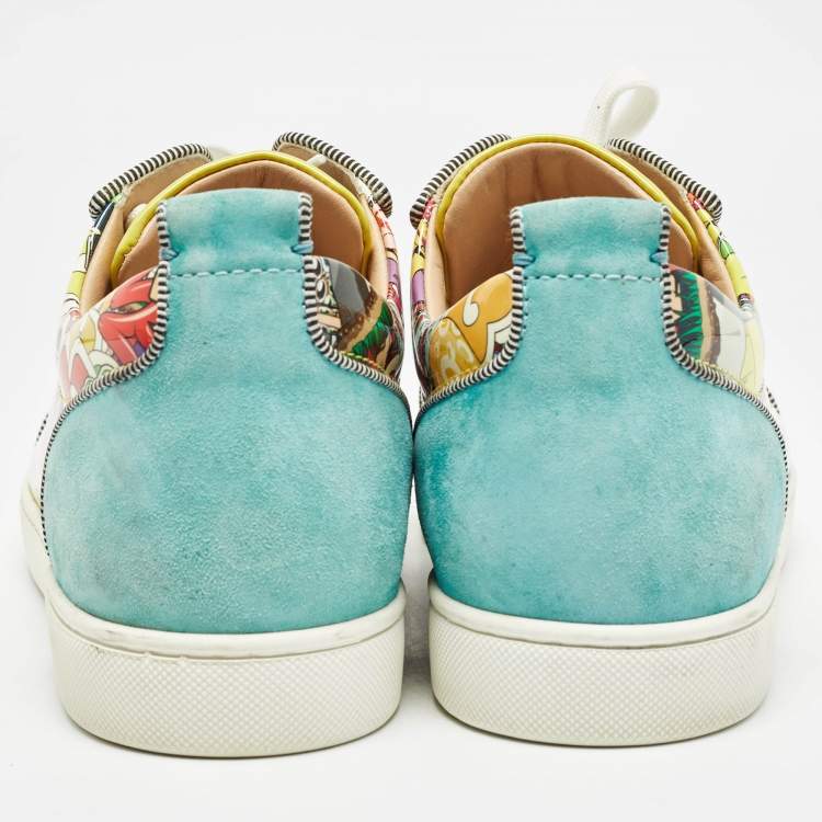 Pre Owned Christian Louboutin Multicolor Suede and Leather Louis Spikes Sneakers Size 42.5 