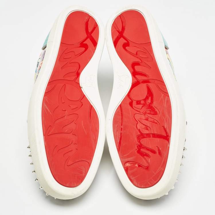 Pre Owned Christian Louboutin Multicolor Suede and Leather Louis Spikes Sneakers Size 42.5 