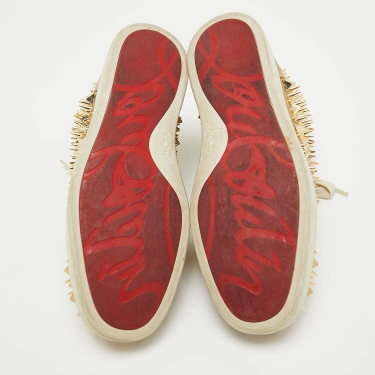 Pre Owned Christian Louboutin Gold Leather Louis Pik Pik High Top Sneakers Size 40