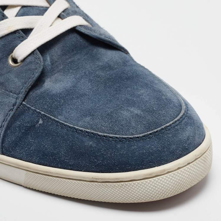 Pre Owned Christian Louboutin Blue Suede Rantus Orlato High Top Sneakers Size 45