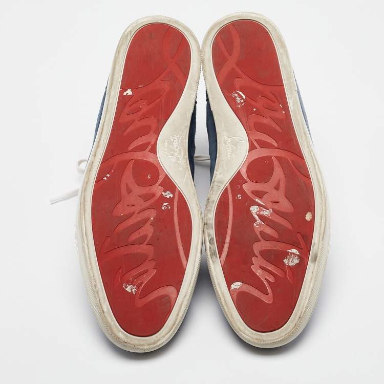 Pre Owned Christian Louboutin Blue Suede Rantus Orlato High Top Sneakers Size 45