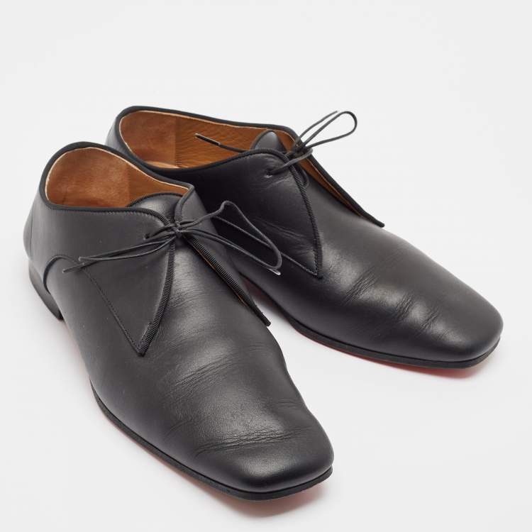 Pre Owned Christian Louboutin Black Leather Lace Up Derby Size 42.5