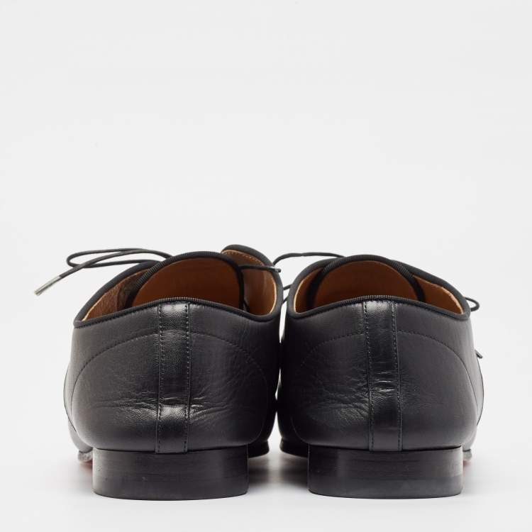 Pre Owned Christian Louboutin Black Leather Lace Up Derby Size 42.5