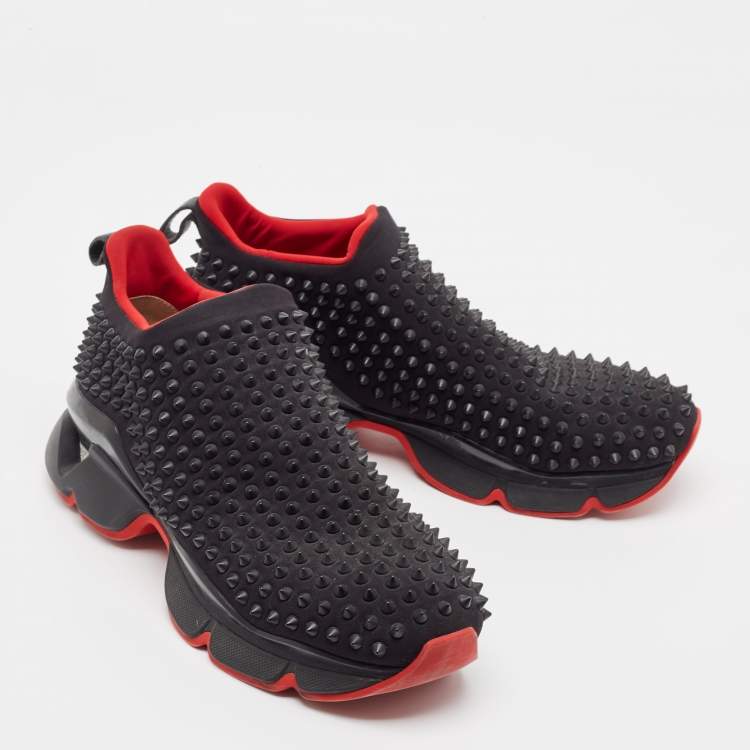 مملوكة مسبقًا Christian Louboutin Black Neoprene High Top Sneakers  Size 42.5