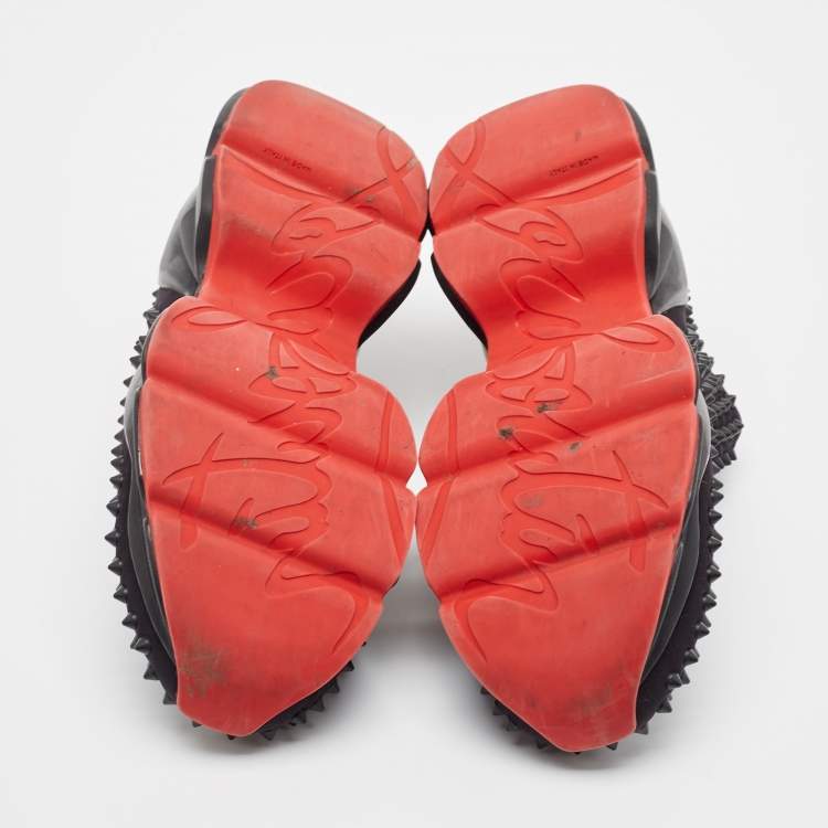 مملوكة مسبقًا Christian Louboutin Black Neoprene High Top Sneakers  Size 42.5