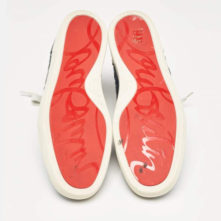 مملوكة مسبقًا Christian Louboutin Green Python Leather Louis High Top Sneakers Size 43.5