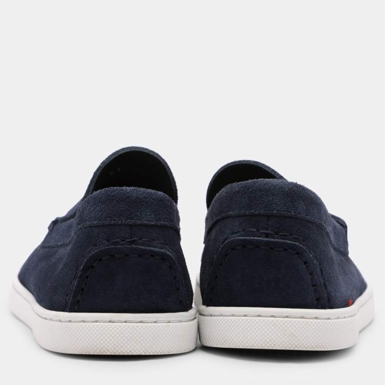 Pre Owned Christian Louboutin Blue Suede Varsiboat Loafers Size 41